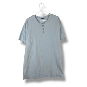 Eddie Bauer T Shirt Mens XL X Large Short Sleeve Henley Tee Light Blue